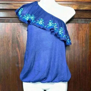 NWT!! Red Camel Top, Size S, Blue with Green Embroidery